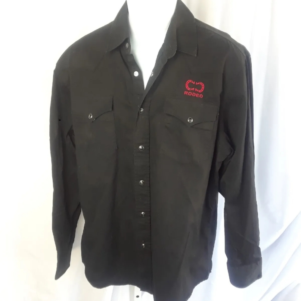 Rodeo Clothing Co. ShirtL triple Pearl Snap cuffs black Cowboy Cowboy c11
